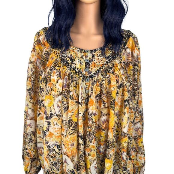 Free People We The Free Cool Meadows Floral Print Boho Top - Picture 5 of 8